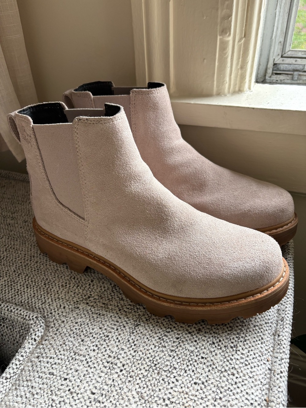 Sorel Suede Chelsea Ankle Boots in Neutral Beige - Women's